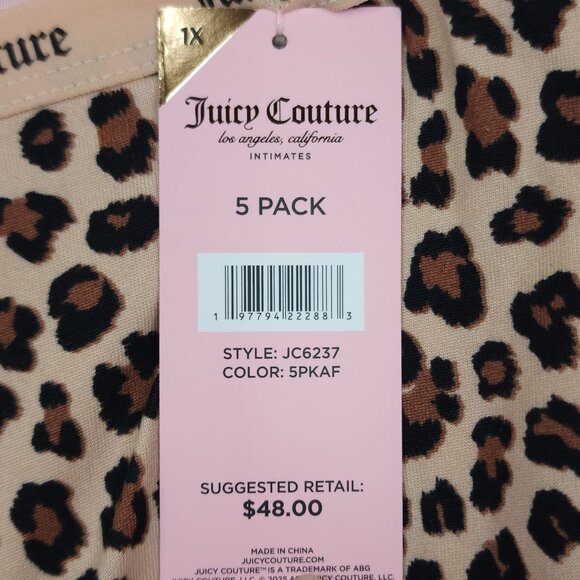 Juicy Couture 5-Pack Womens 1X Panties Brief Assorted Colors Animal Print - Picture 4 of 13